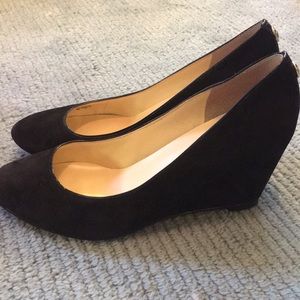 Black suede wedges - excellent condition!